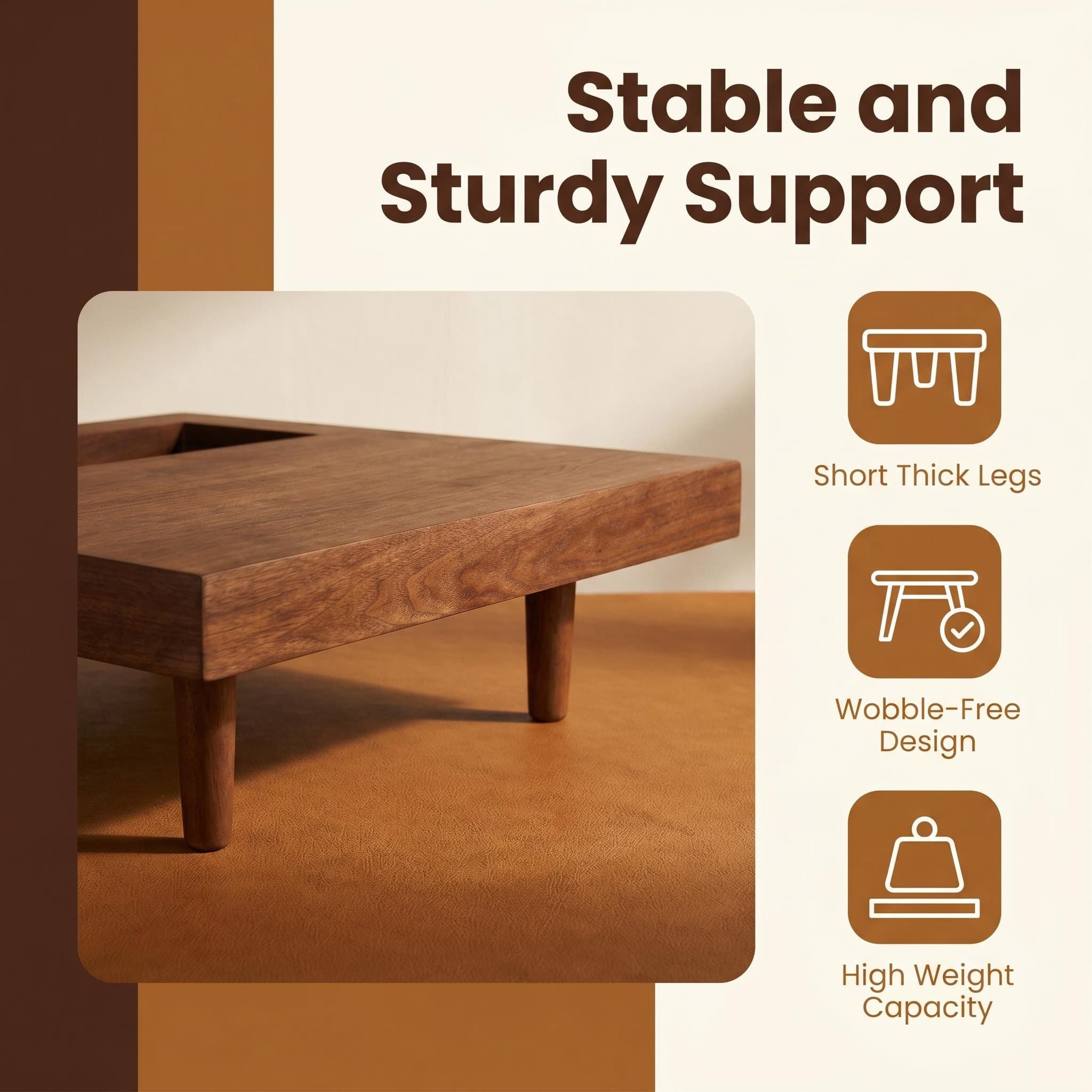 Square wooden coffee table, 34.5 inches, with storage; walnut coffee table suitable for the living room, bedroom or office