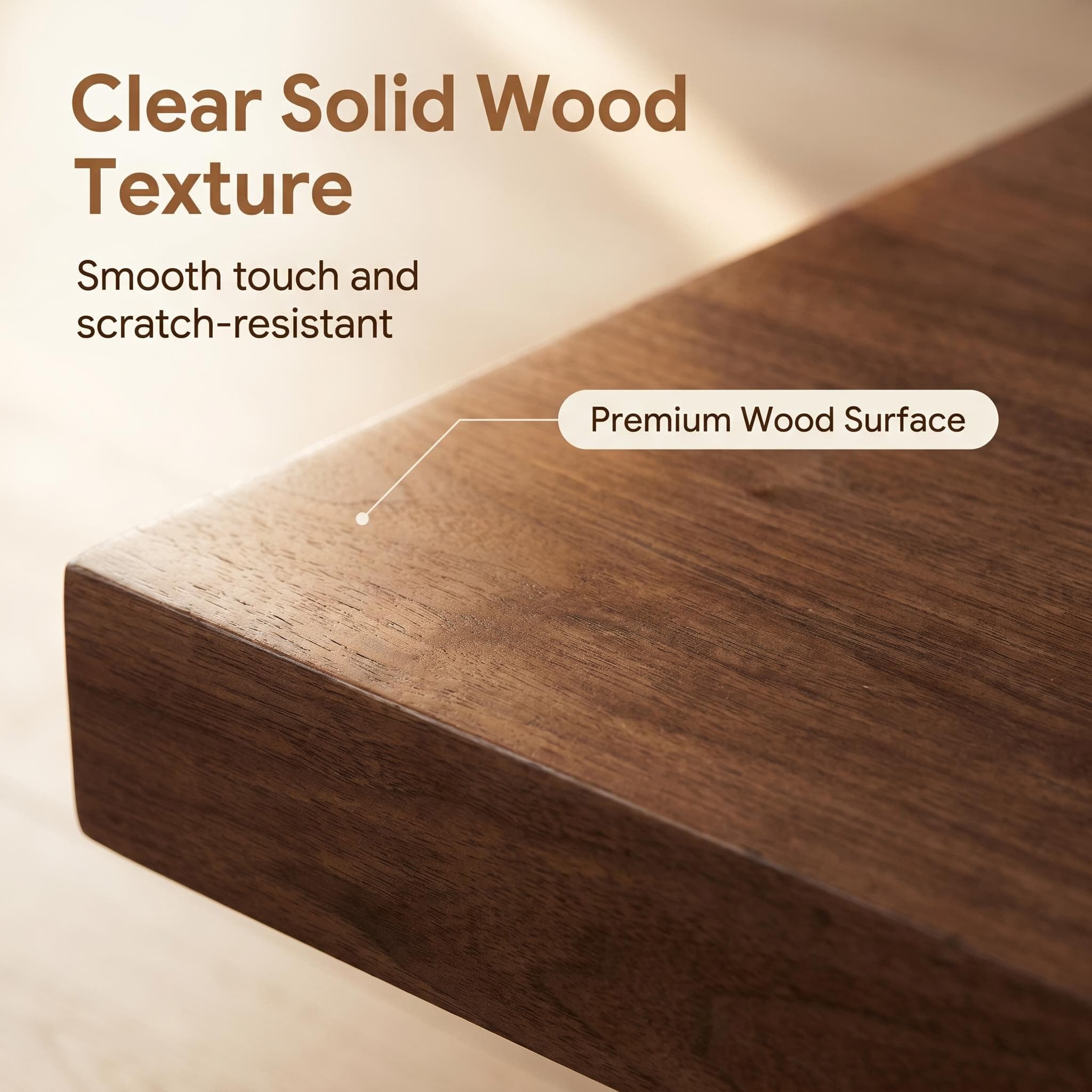Square wooden coffee table, 34.5 inches, with storage; walnut coffee table suitable for the living room, bedroom or office