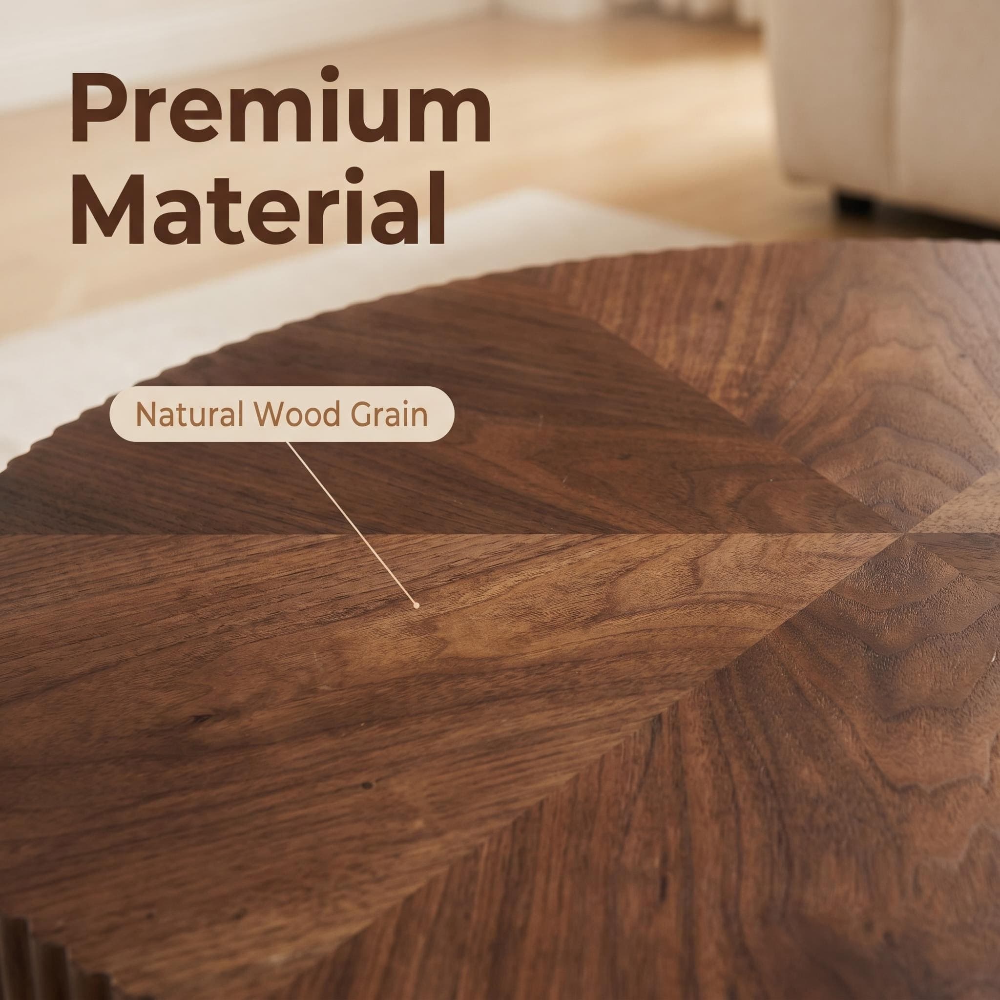 31.49'' Round Coffee Table Small Coffee Table for Apartment, Modern Living Room Coffee Table with Sturdy Pedestal,WALNUT