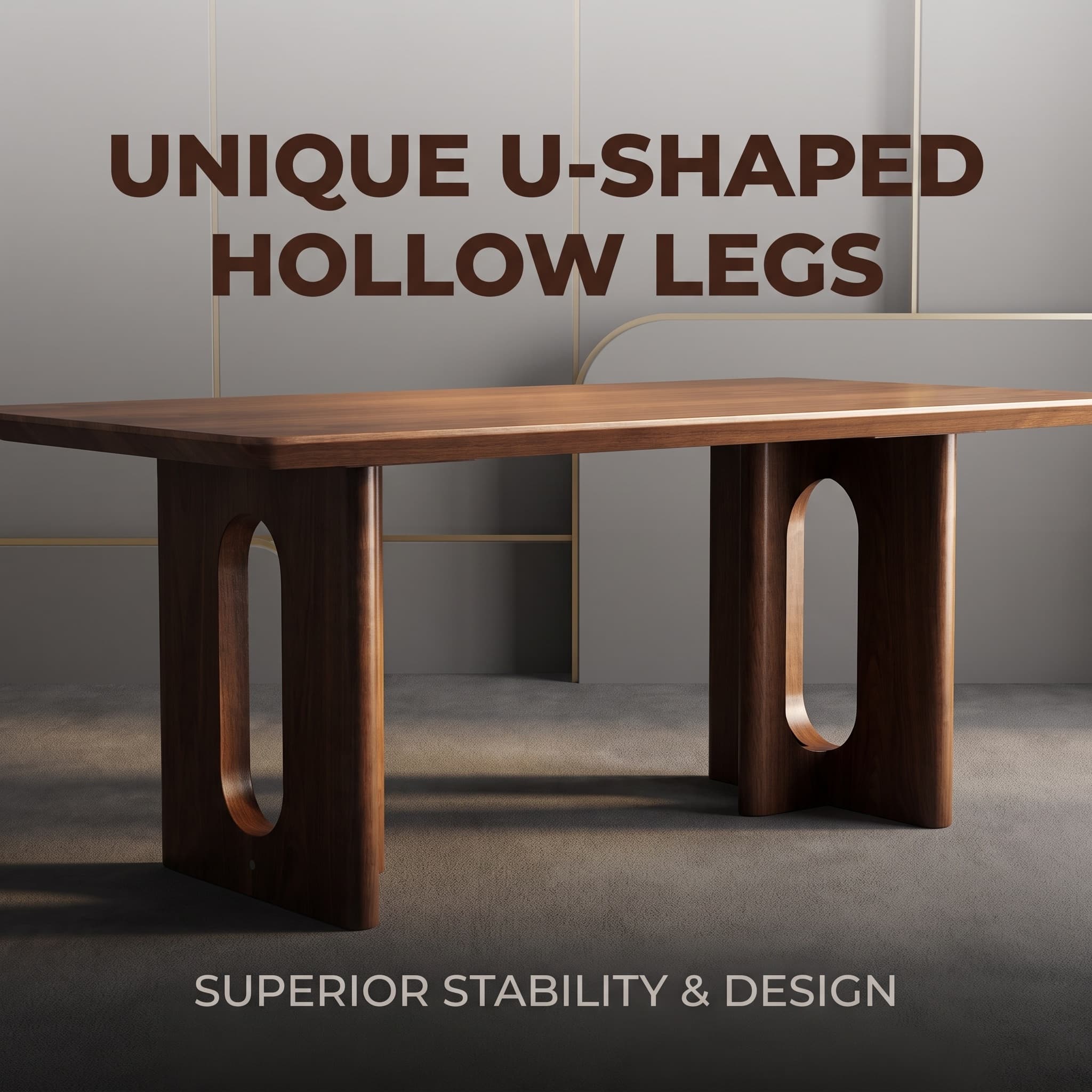 62.9-inch rectangular solid wood dining table; a minimalist, modern design suitable for kitchens, dining rooms and living rooms, in walnut finish