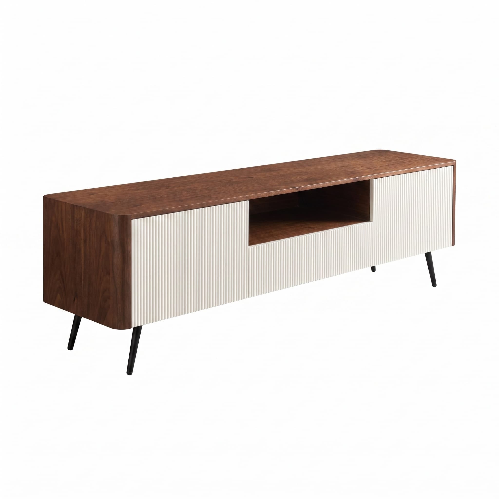 70.8-inch modern TV stand, suitable for televisions up to 85 inches, featuring enclosed storage and cable management, soft-close hinges and iron legs, ideal for the living room RR