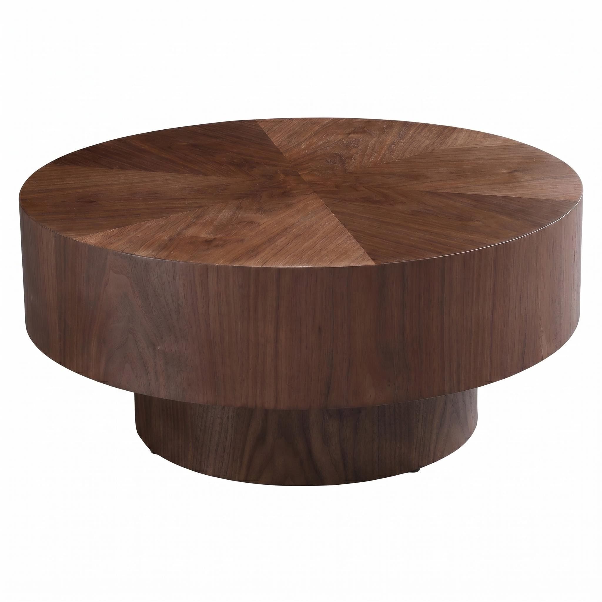 Round Wood 31.49 inch Coffee table for Living Room Table Walnut Suitable for Bedroom, Living Room, Office