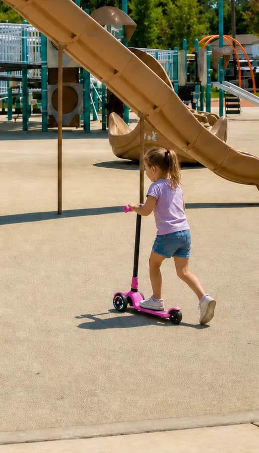 Kids 3-Wheel Scooter, Lean-to-Steer Toddler Scooter with Adjustable Height Handlebar, Rear Brake and Wide Deck, Lightweight Foldable Scooter for Boys & Girls