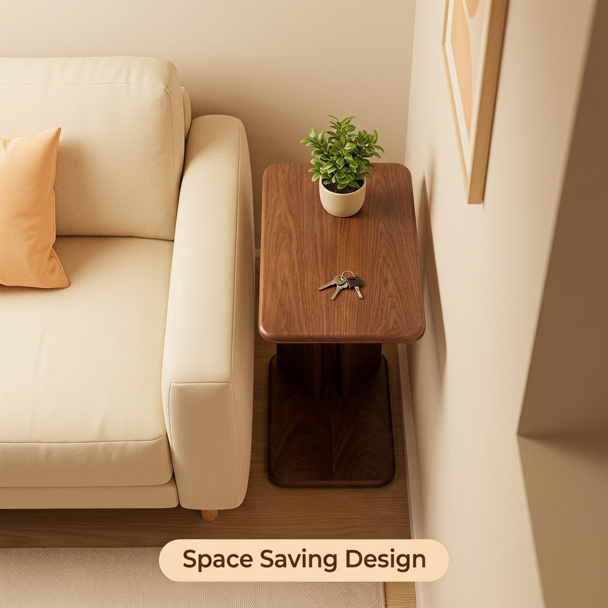 Solid Wood Side Table, Two-Tier Square Side Table with Storage Shelves, Modern-Style Bedroom Nightstand and Living Room Decorative Table, Side Table for Next to the Sofa