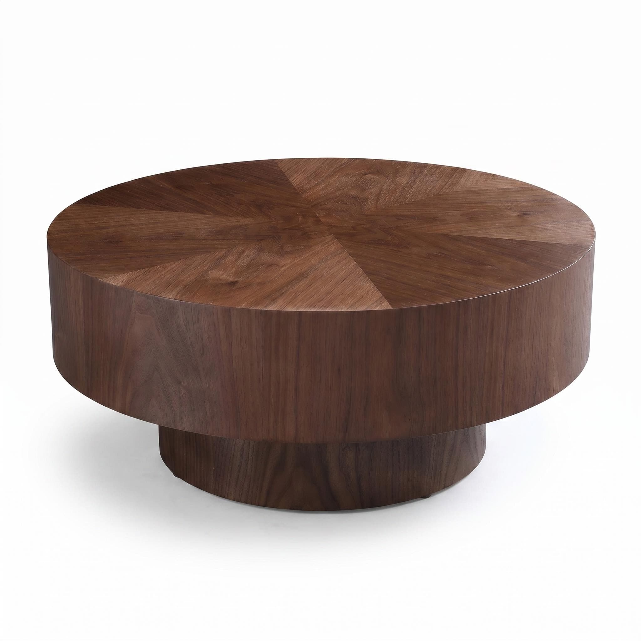 Round Wood 31.49 inch Coffee table for Living Room Table Walnut Suitable for Bedroom, Living Room, Office