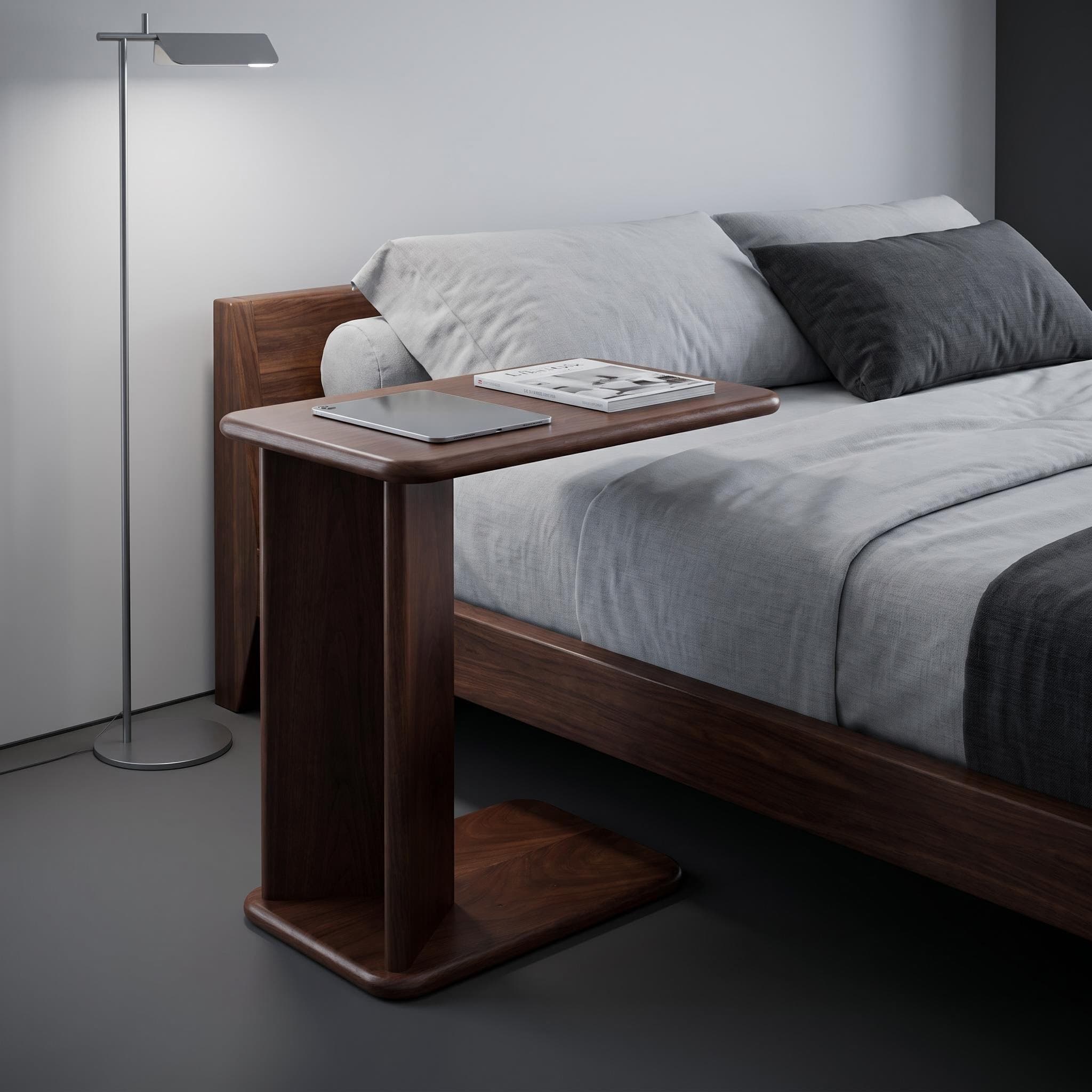 Solid Wood Side Table, Two-Tier Square Side Table with Storage Shelves, Modern-Style Bedroom Nightstand and Living Room Decorative Table, Side Table for Next to the Sofa