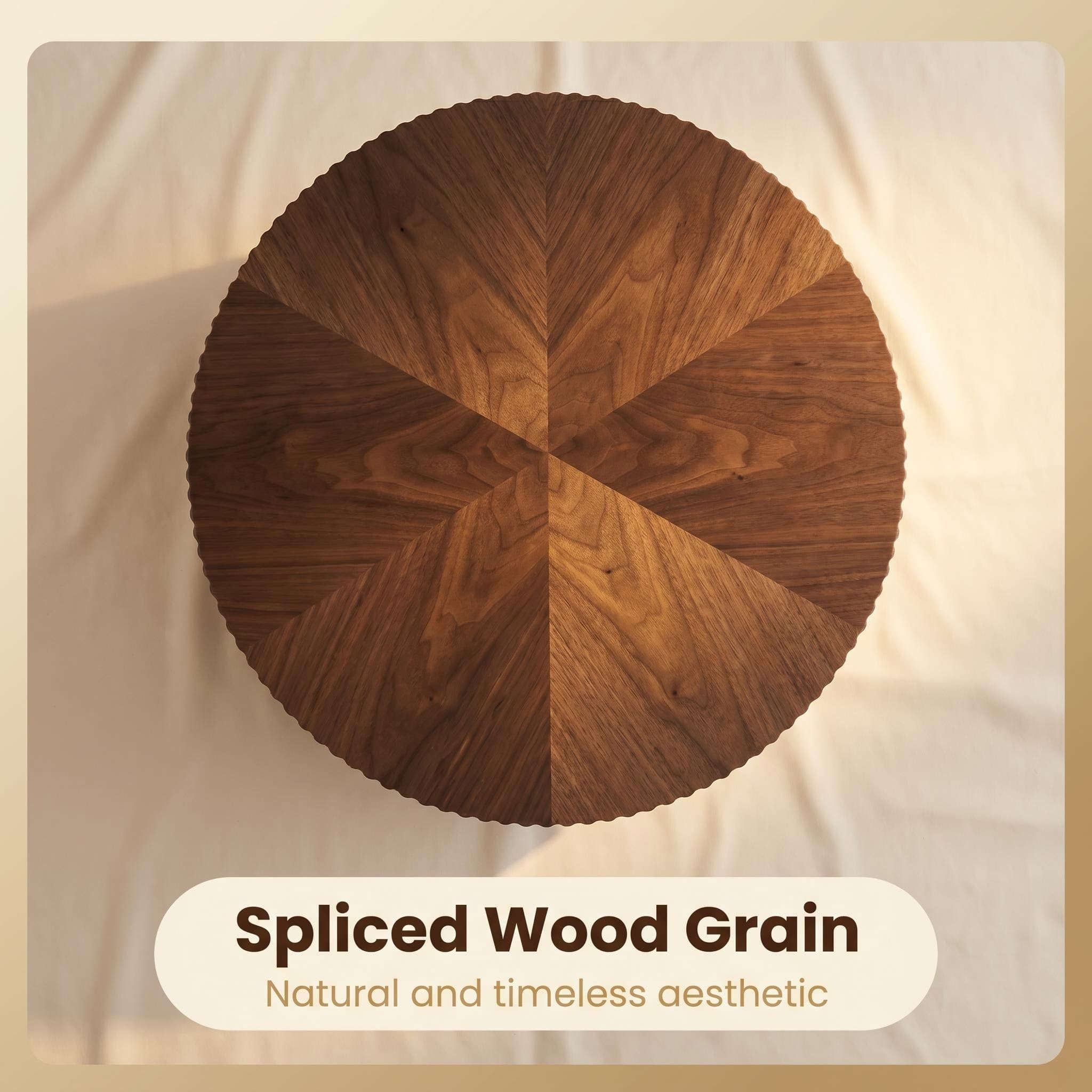 Round Wood 31.49 inch Coffee table for Living Room Table Walnut Suitable for Bedroom, Living Room, Office